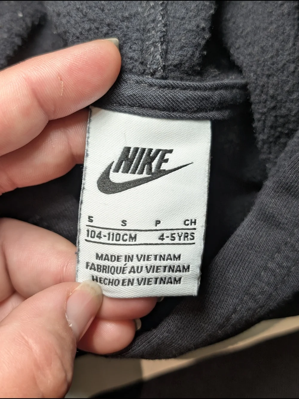 Nike Kids Small Black Pullover Hoodie with Large White Swoosh